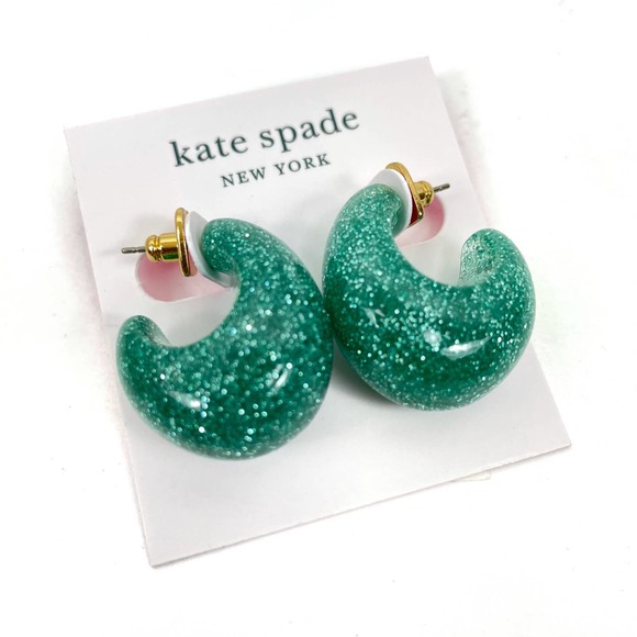 NEW Kate Spade Hugging Glitter Earrings Green